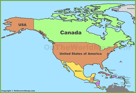 MAP Map of North America Countries